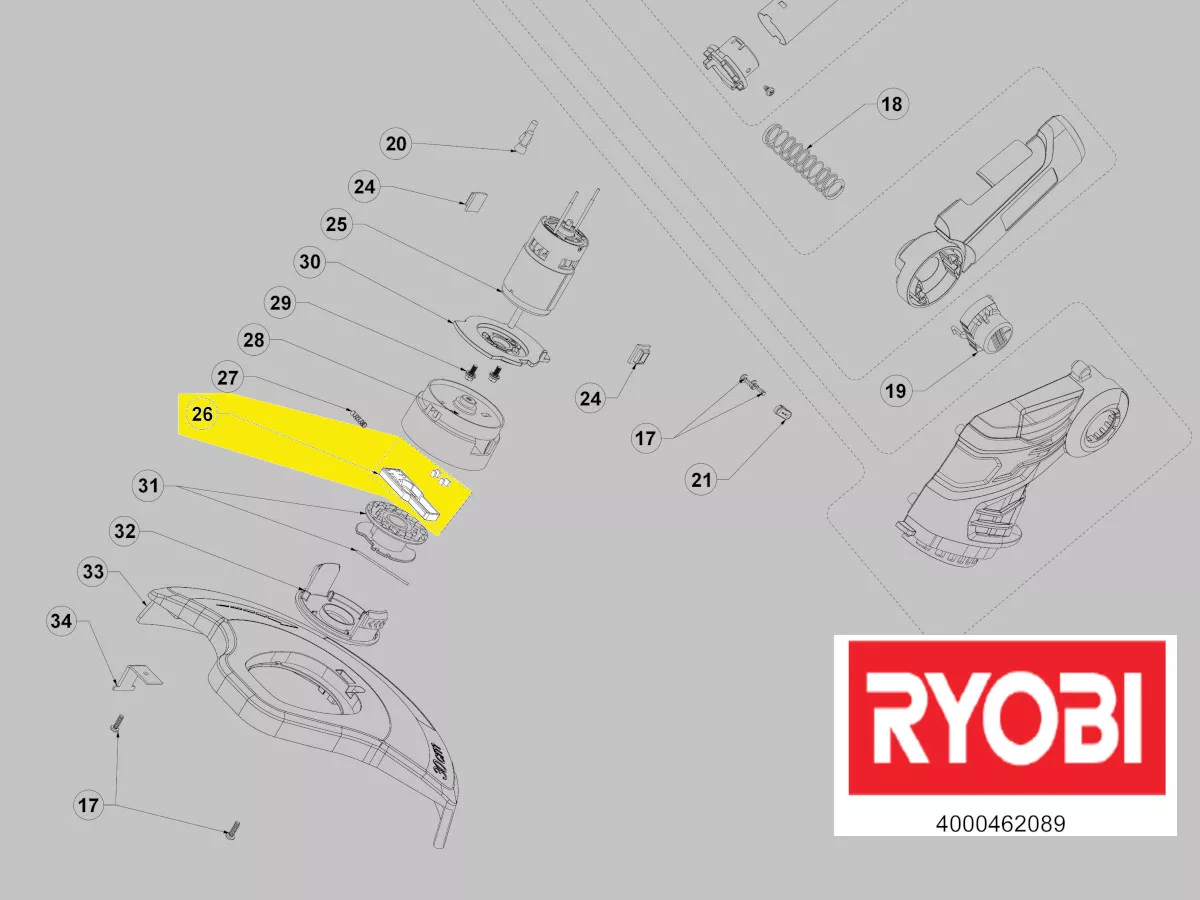 poussoir bobine coupe-bordure réf. 5131035566 Ryobi